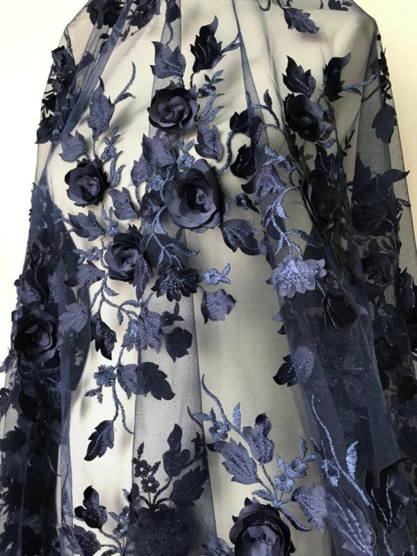 Rose 3D Floral Applique Designer Lace Fabric