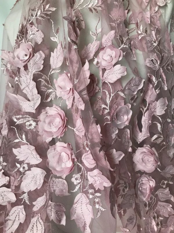3D Floral Applique Designer Lace Fabric