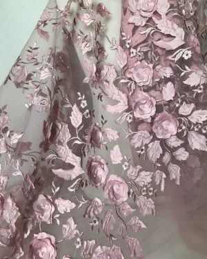 Rose 3D Floral Applique Designer Lace Fabric