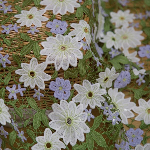 Heavy Exquisite Multi-color Flower Embroidered Guipure Fabric