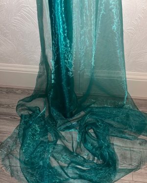 100% Polyester Teal Green Crystal Organza Fabric
