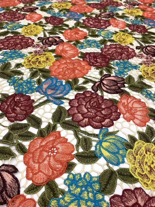 Multi-color Embroidered Chemical Water Soluble Fabric