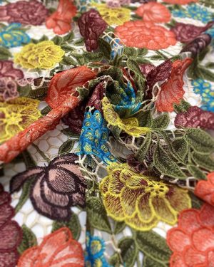 Multi-color Embroidered Chemical Water Soluble Fabric