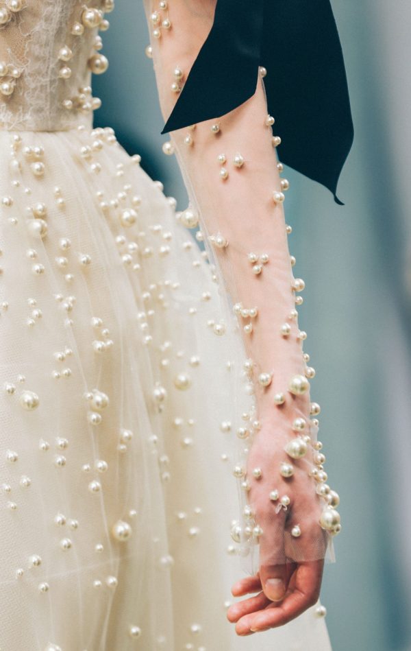 Ivory Bridal Pearls Tulle Fabric