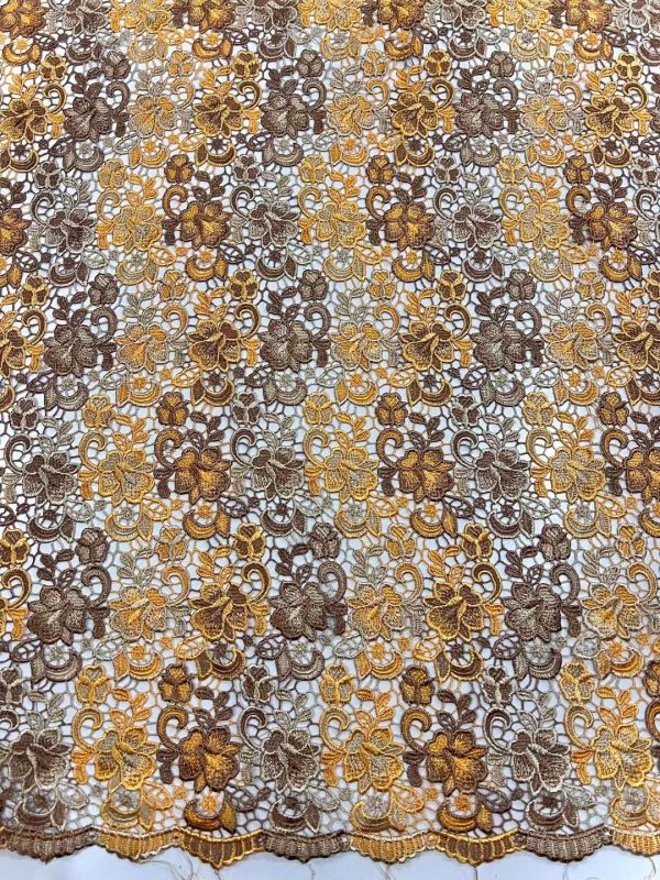 High Quality Gold/Silver Heavy Embroidery Water-soluble Lace Fabric