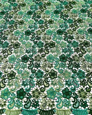 High Quality Gold/Silver Heavy Embroidery Water-soluble Lace Fabric