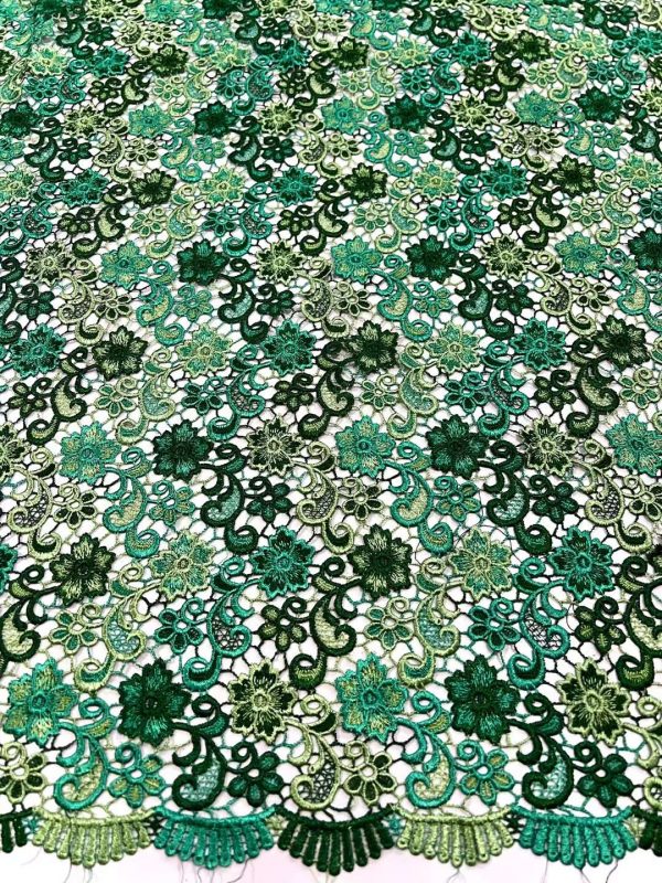 High Quality Gold/Silver Heavy Embroidery Water-soluble Lace Fabric