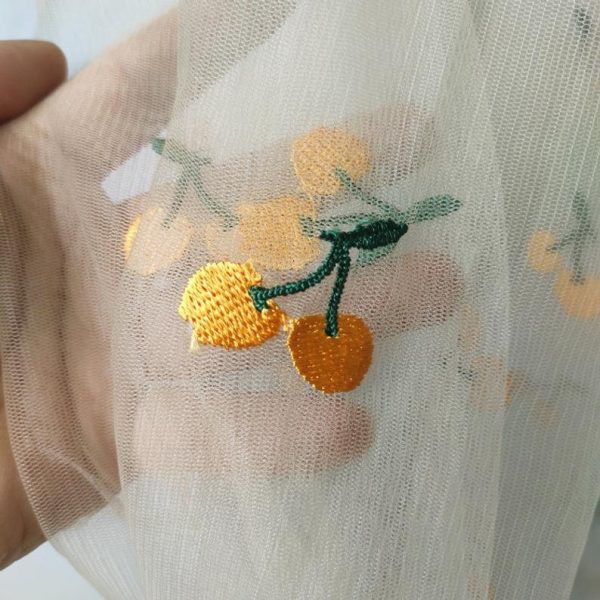 Lovely Cherry Embroidered Lace Fabric