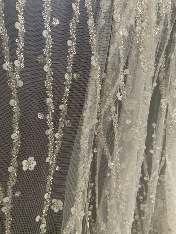 Colors Heavy Crystal Beads Lace Fabric