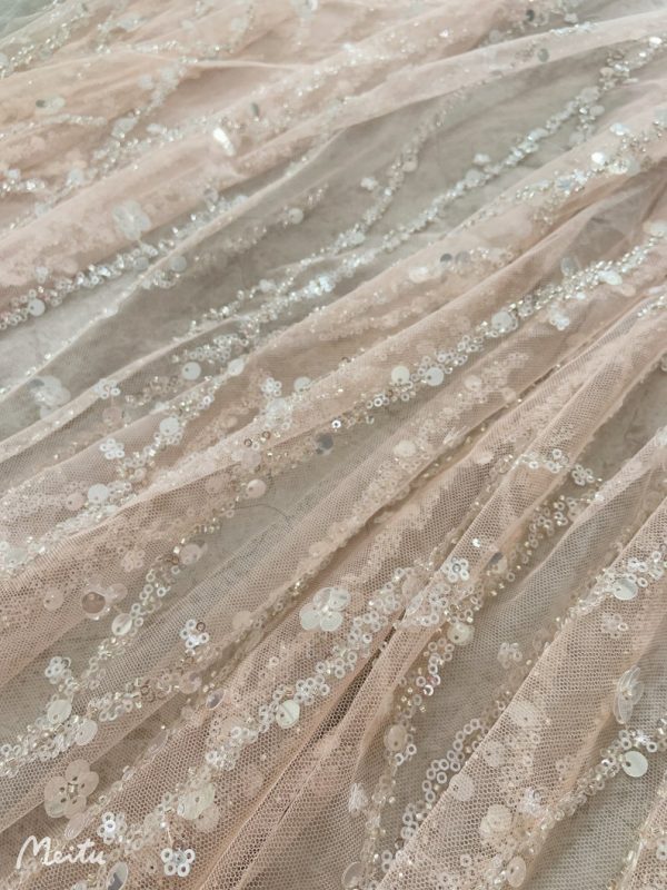 Colors Heavy Crystal Beads Lace Fabric