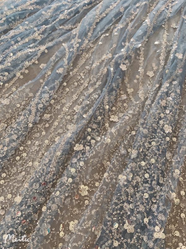 Colors Heavy Crystal Beads Lace Fabric
