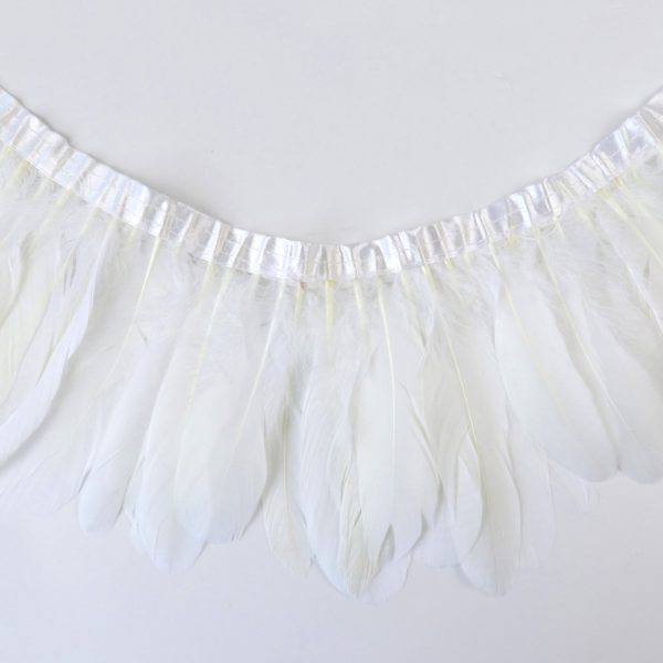 White Natural Goose Feather Trim Fringe