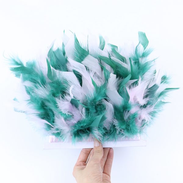 white green Fancy Turkey feather Fringe