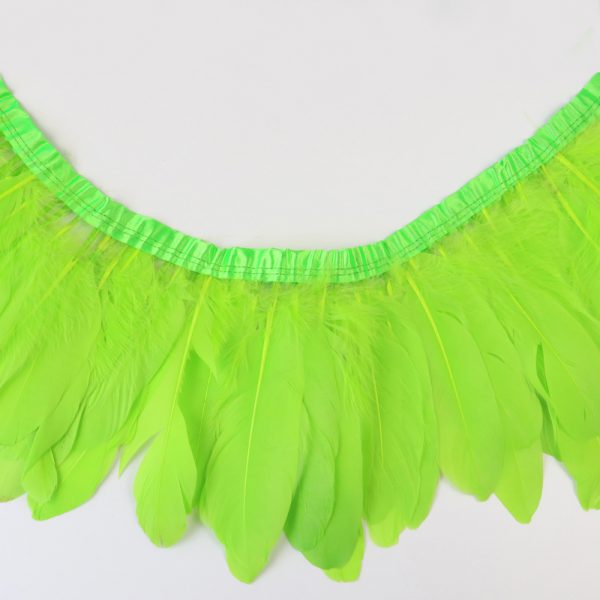 Green Natural Goose Feather Trim Fringe