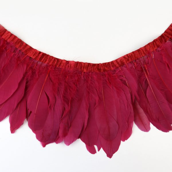 Wine Red Natural Goose Feather Trim Fringe