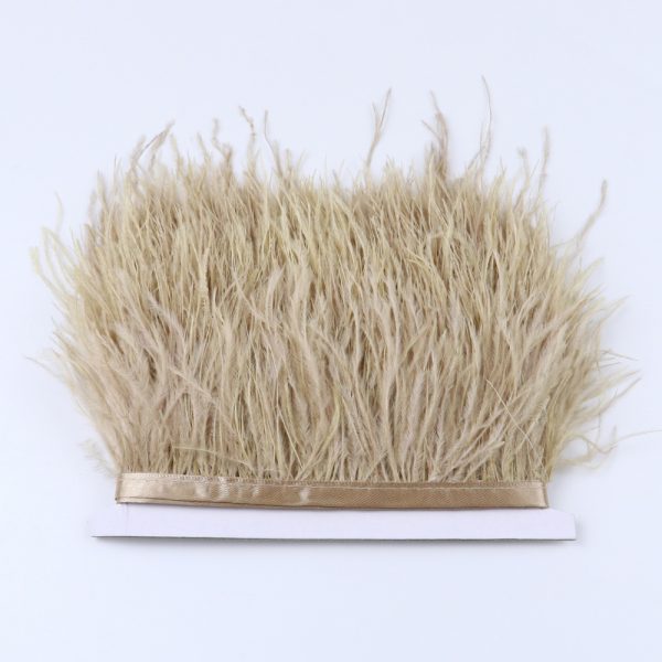 Camel Natural Ostrich Feathers Trim