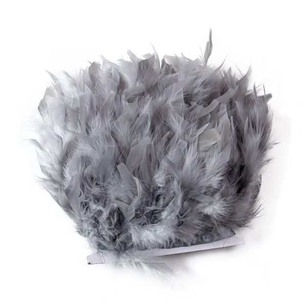 Dark gray Natural Turkey Feathers Trim