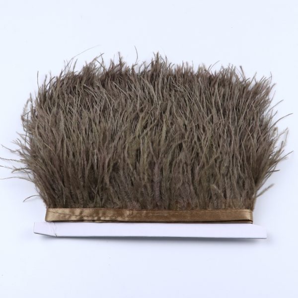 Deep Coffee Natural Ostrich Feathers Trim