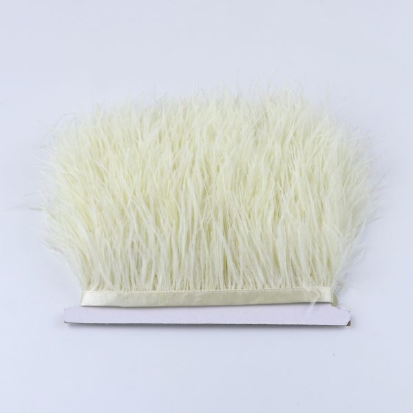 Beige Natural Ostrich Feathers Trim