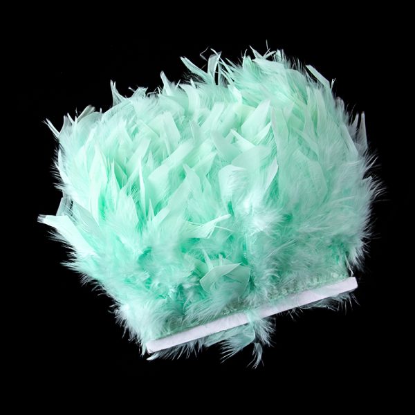Mint Green Natural Turkey Feathers Trim