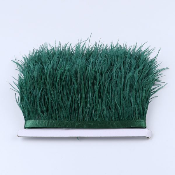 Teal Natural Ostrich Feathers Trim