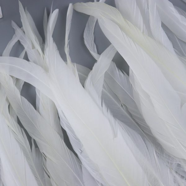 30-35cm White Rooster Tail Feathers Trim