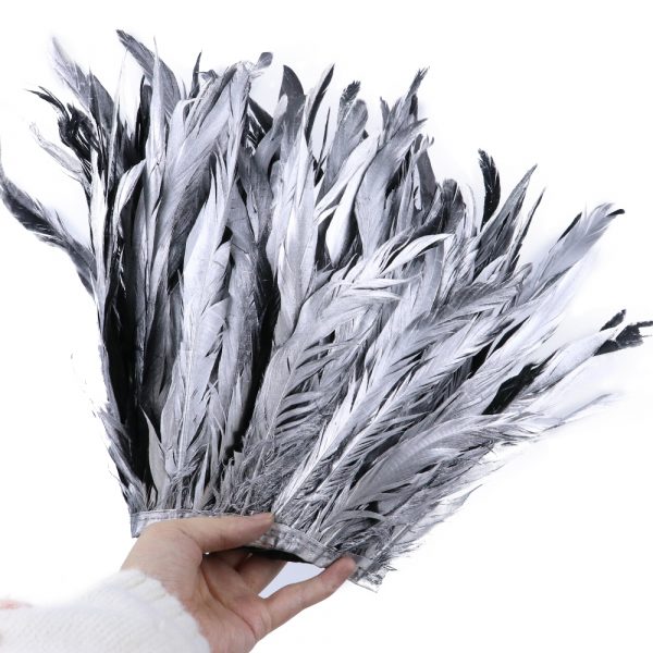 10-12" Gold/Silver Rooster Tail Feathers Trims Fringe