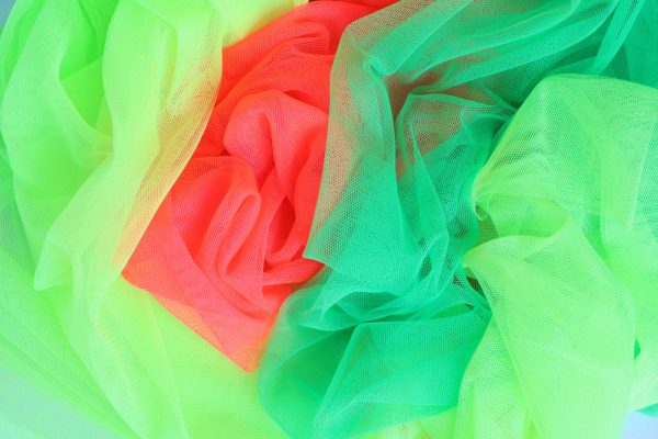 59" wide Neon Yellow/Neon Coral/Fluorescent Green Extra Soft couture Tulle Mesh Fabric