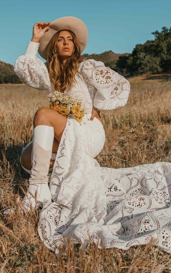 Aston Unique Bohemian Style Crêpe De Chine Wedding Dress Fabric