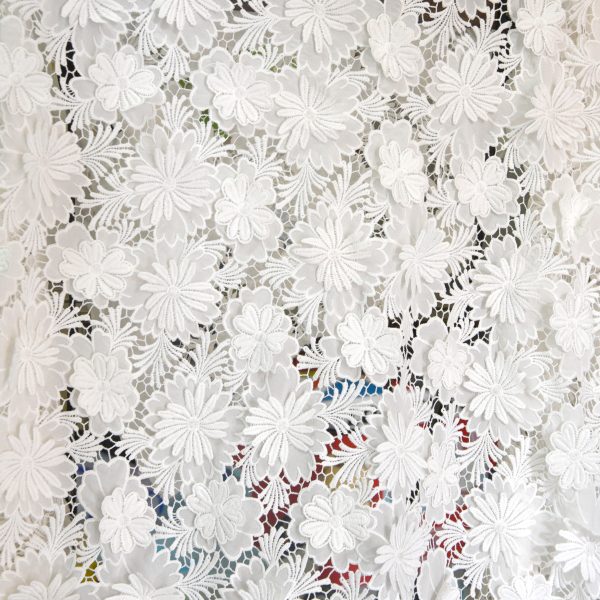 Crêpe De Chine Oscar de la Renta 3D Floral Guipure Embroidery Fabric