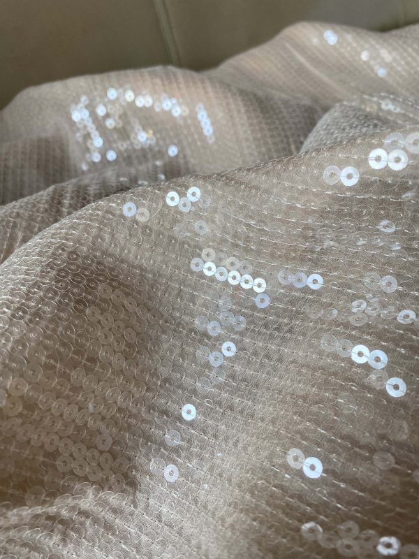 Fashion Week Nude Sequin Glitter See-through Clothes Fabric