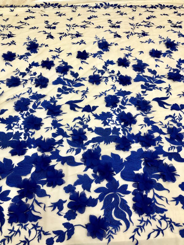 3D Multicolor Mesh Rose Floral Embroidery Haute Couture Dress Lace Fabric