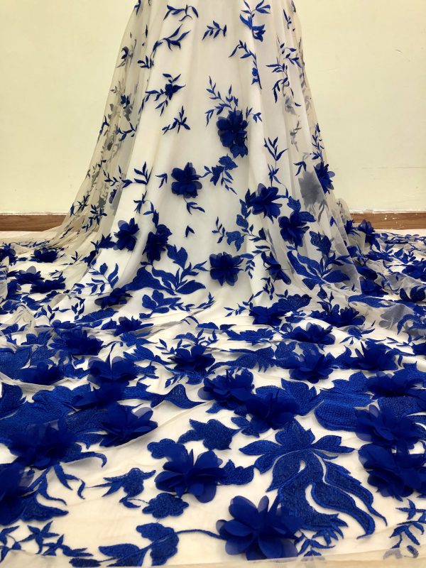 3D Multicolor Mesh Rose Floral Embroidery Haute Couture Dress Lace Fabric