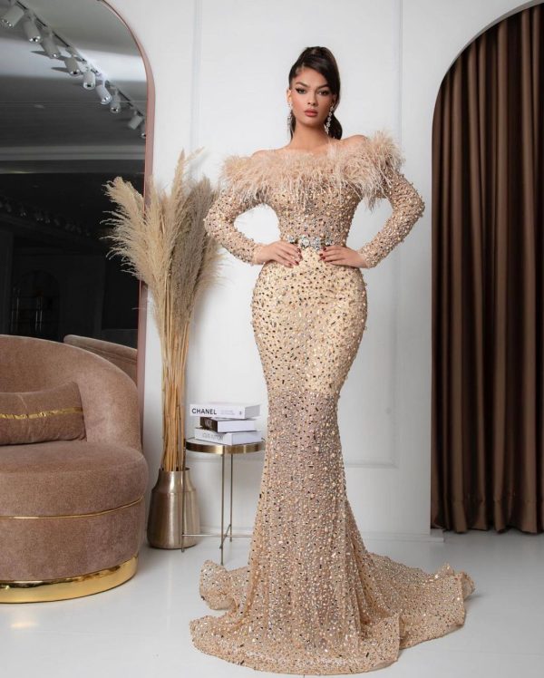 High-End Nude Crystal diamond Rhinestones Dubai Crystal Dress Fabric