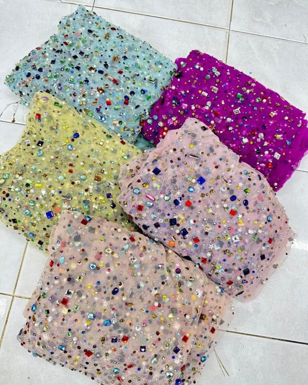 High-End Nude Crystal diamond Rhinestones Dubai Crystal Dress Fabric