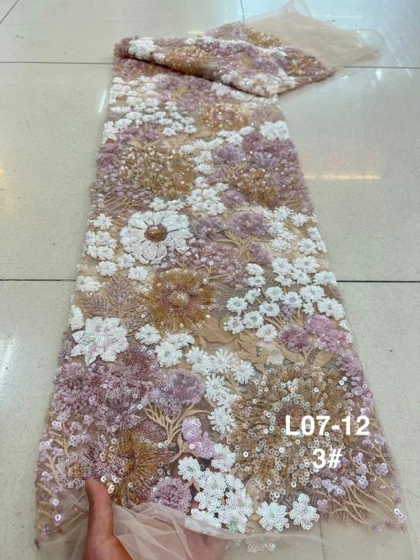Sequnis Flower Heavy Stacked Sequins Wedding Dress Mesh Embroidery Fabrics