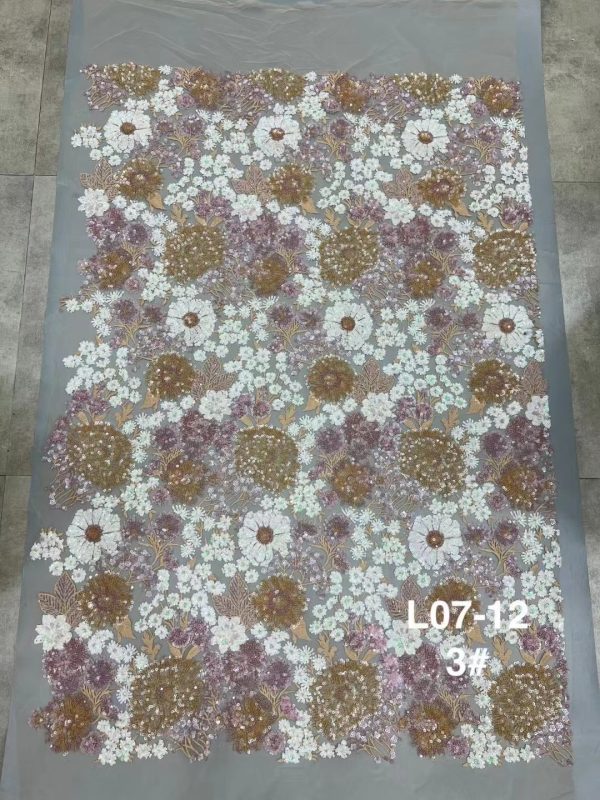 Sequnis Flower Heavy Stacked Sequins Wedding Dress Mesh Embroidery Fabrics