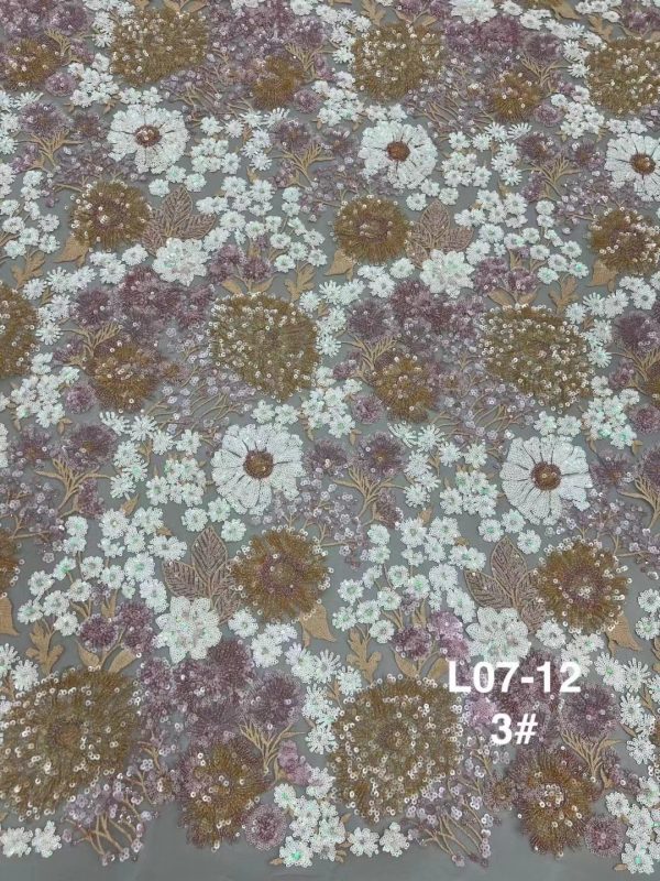 Sequnis Flower Heavy Stacked Sequins Wedding Dress Mesh Embroidery Fabrics