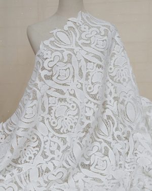 white guipure dress fabric