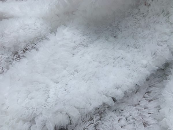Tie Dye Style Offwhite Puffy Ruffle Fabric Tulle Net Ruffle Cake Dress lace fabric