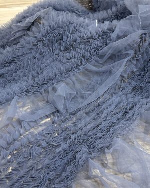 Smoke Grey Tulle Net Ruffle Cake Dress lace fabric