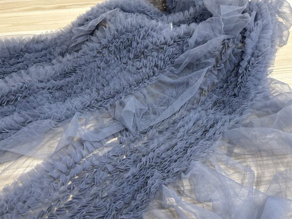 Smoke Grey Tulle Net Ruffle Cake Dress lace fabric