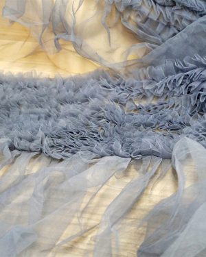 Smoke Grey Tulle Net Ruffle Cake Dress lace fabric