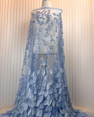 Feather Beads Lace Fabric Couture Lace Evening Wedding Dress Fabric