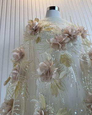 3d floral with beads sequins embroidered couture dress lace fabric