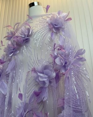 3d floral with beads sequins embroidered couture dress lace fabric