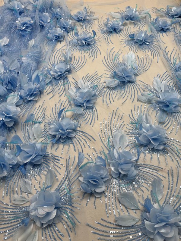 3d floral with beads sequins embroidered couture dress lace fabric