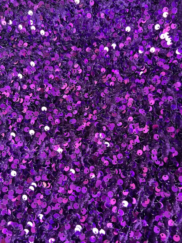 purple sequins velvet fabric